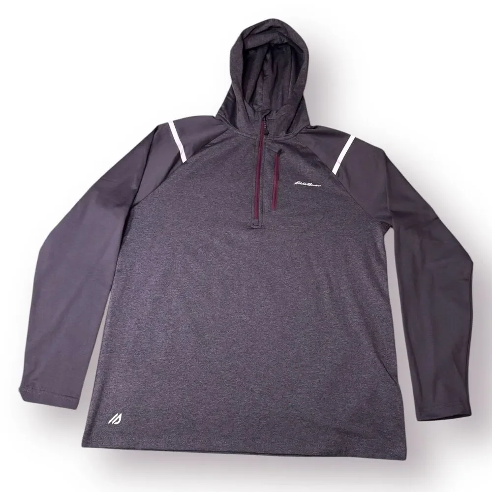 Eddie Bauer Mens Medium Gray 1/4 Zip Sweatshirt Hoodie Shirt Size Large Gorpcore